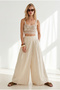 Women's Beige Pocketed Skirt-Look Modal Trousers Pnt-19000414 - 2
