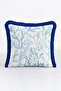 Sea Coral Design Fringed Pillowcase-Ocean-Inspired Blue Navy Tassel Throw Pillow Cover