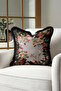 Floral Spring Design Fringed Pillowcase - Botanical Powder Black Tassel Throw Pillow Cover - 6