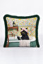 Floral Fringed Pillowcase with Cat in the Bathroom - Nostalgic Themed Retro Tassel Throw Pillow Cover - 6