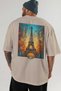 Paris France 5 Beige Oversize Country City Back Printed Unisex T-Shirt 100% Cotton Premium - 5