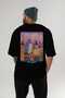 Prague Czech Black Oversize Country City Back Printed Unisex T-Shirt 100% Cotton Premium - 5