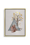 Gold Leaf Teepee Squirrel Kids Wall Art | Portrait Framed Canvas Print with Gold Foil Embossed | Luxury Modern Decor for Kids Room - 2