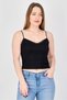 Women V-Neck Textured Sleeveless Tank Top, Black