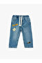 Drawstring Waist Pocketed Processing Detailed P Cotton U D Denim Trousers - 3