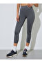 Grey Solid Cropped Leggings - 3