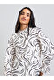 White Printed Ruffled Neck Blouse