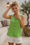 Pastel Green V-Neck Sleeveless Buttoned Side Buttoned Casual Muslin Woven Blouse 58 56 - 4