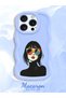 iPhone 15 Pro Compatible Case Camera Protector Blue Silicone Couple Phone Case Girl Pattern - 2