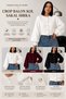 Balloon Sleeve Crop Heart Buttoned Women's Beard Cardigan - 2