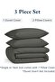 Double Duvet Cover Set 100% Cotton Charcoal - Soft, Pre-Washed Percale, Eco-Friendly, Lightweight and Breathable Bedding - 4