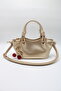 Women's Gold Knot Detailed Crossbody Hand and Shoulder Bag with Cherry Charm Accessory - 4