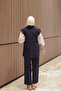 Navy Blue Lined Vest and Trousers Dabıl Set - 5