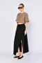 Women's Black Verev Cut-Off Tassel Look Long Skirt - 3