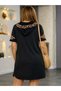 Women's Short Sleeve Hooded Collar Lace-Up Pocket Detailed Short Viscose Two-Thread Dress - 5