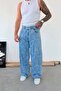 Ice Blue Rebel Plaid Super Baggy Fit Pants - 2