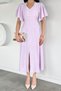 Lilac Women's V-Neck Dress with Slit Detail (the Product Is a Standard Size, Please Choose Your Own Size) - 2
