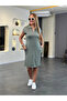 Women's Short Sleeve Collared Viscose Two Thread Dress