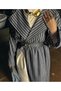 Black Striped Fabric Kimono Abaya |   Belt Detailed Bat Sleeve Hijab Kimono |   Long Striped Abaya |   Daily Stylish Seasonal Outerwear - 2