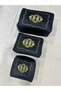 Dowry Box Velvet Gold Embroidered 3-Piece Black Box Engagement Bride Groom Gift Box - 5