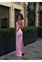Women's Pink Halter Neck Back Slit Maxi Dress Dcf287 - 5