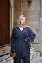 Women's Double Pocket V-Neck Buttoned Waist Tie Suit Navy Blue - 3