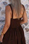 Brown Thick Strap Pleated Mini Dress - 4