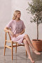 Cotton Patterned Striped Interlock Knitted Short Sleeve Nightgown Dress 95cm - 3