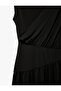 Slim Fit Draped Round Boat Neck Sleeveless Low Waist Long Dress - 8