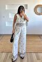 Stone Ethnic Pattern Vest Trousers Linen Set - 3