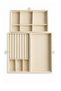 3-Drawer Jewelry and Makeup Organizer 23X14 cm – Cream Velvet Jewelry Box and Desktop Organizer with Clear Lid and Compartments - 5