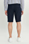 Men's Navy Blue 100% Linen Slim Fit Shorts with Elastic Waist and Side Pockets - 5