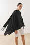 Tassel Scarf Polka Dot Cape Blouse Black - 4