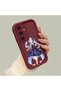 Samsung Galaxy S24 Plus Compatible Case Camera Protector Burgundy Silicone Couple Phone Case Cat Pattern - 2