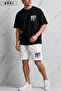 Bklyn Printed Cotton Fabric Unisex T-Shirt-White Shorts Set - 3