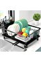 Dish Drying Rack, Space-Saving Dish Rack for Kitchen Counter, Stainless Steel Dish Rack with Cutlery Holder, Removable Dish Drainer, Drainboard and Adjustable Spout for Various Kitchenware,15x11x6.7''