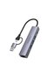 5-in-1 Multi-Port Hub with RJ45, USB-C & Triple USB 3.0 Ports, 100W Power Delivery, Aluminum Alloy Housing, Universal Compatibility, Plug & Play Design - Gray