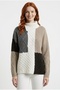 Women's Color Blocked Knitwear Sweater with High Collar