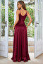 New Season Women's Rope Strap Double Breasted Collar Slit Long Satin Event Dress - 3
