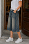 Unisex Striped Denim Capri