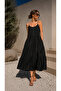 Black Tiered Lyocell Camisole Midi Dress UK 12