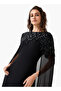 NOIR GRID AND FLORAL EMBROIDERED CAPE GOWN - 6