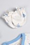 100% Cotton Set of 3 Baby Double Breasted Hat, Gloves and Bodysuit (Blue Balloon) - 4