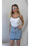 Women's Light Blue Stone Washed High Waist Mini Denim Skirt with Pockets - 5