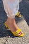 Lerona Yellow Satin Women's Heeled Slippers - 3