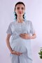 100% Cotton Scalloped Fabric Maternity Nightgown Effortt - Blue - 2