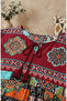 Viscose Fabric Patterned Hijab Dress 5592-03 Claret Red - 4
