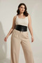 Plus Size Black Women's Belted Corset Detailed Dress Combination - 2