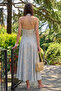 Women's halter neck patterned long dress - blue - 3