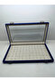 New Glass Covered Suede Navy Blue Fabric 45 cm / 25 cm Nail Ring Tray - 3